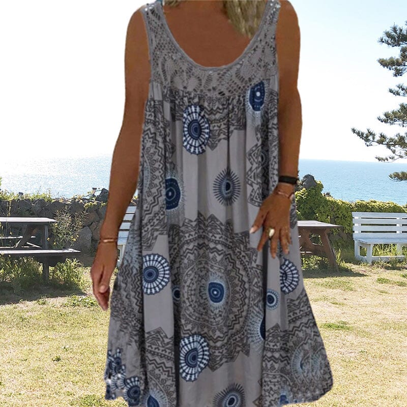 Women's Sleeveless Summer Midi Dress — close-up