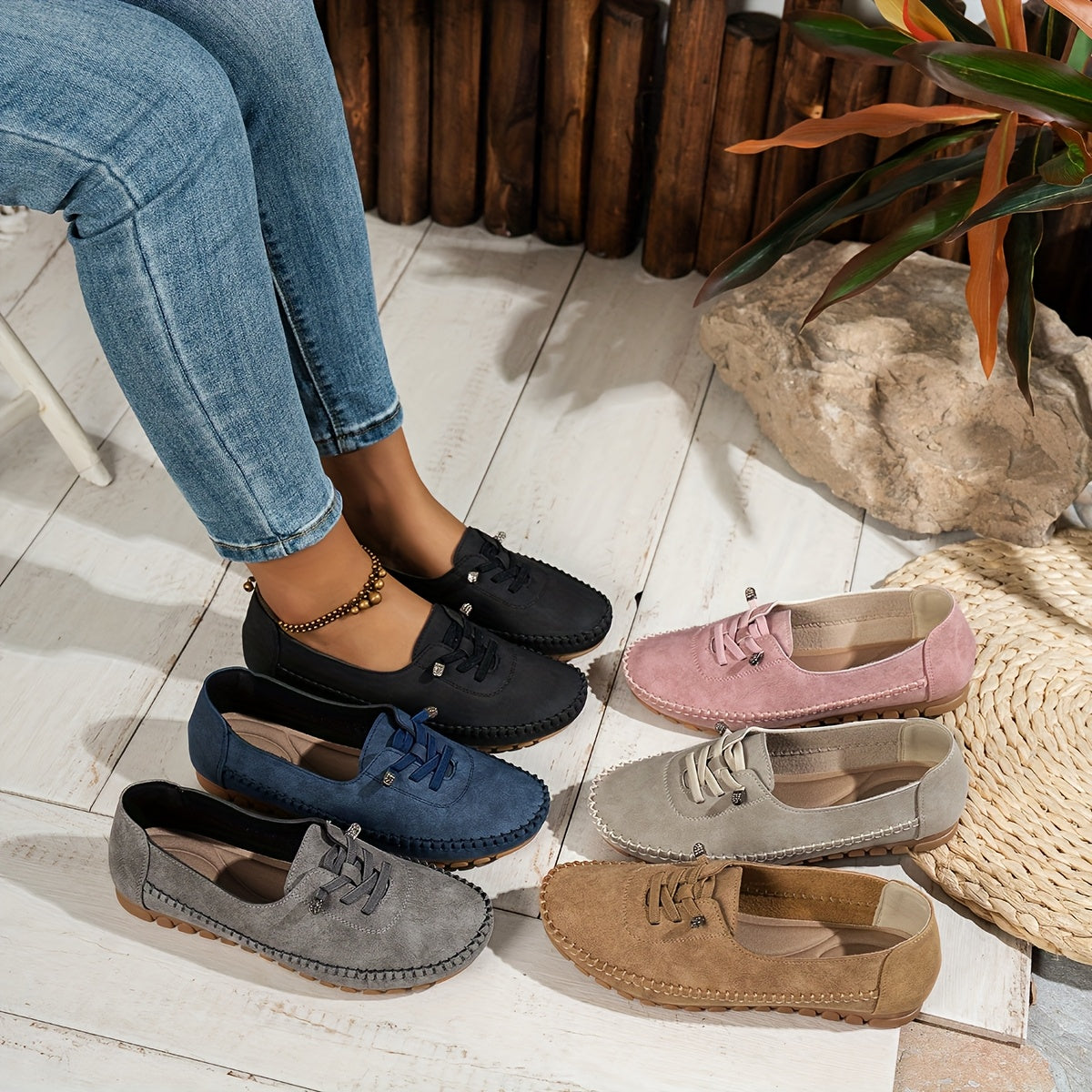 Women's Lace-Up Comfort Loafers — close-up