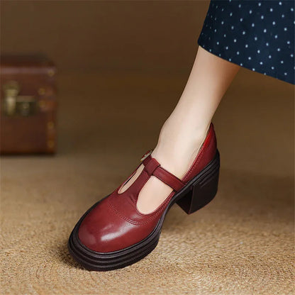 Women's Mary Jane Block Heel Pumps Round Toe — product view