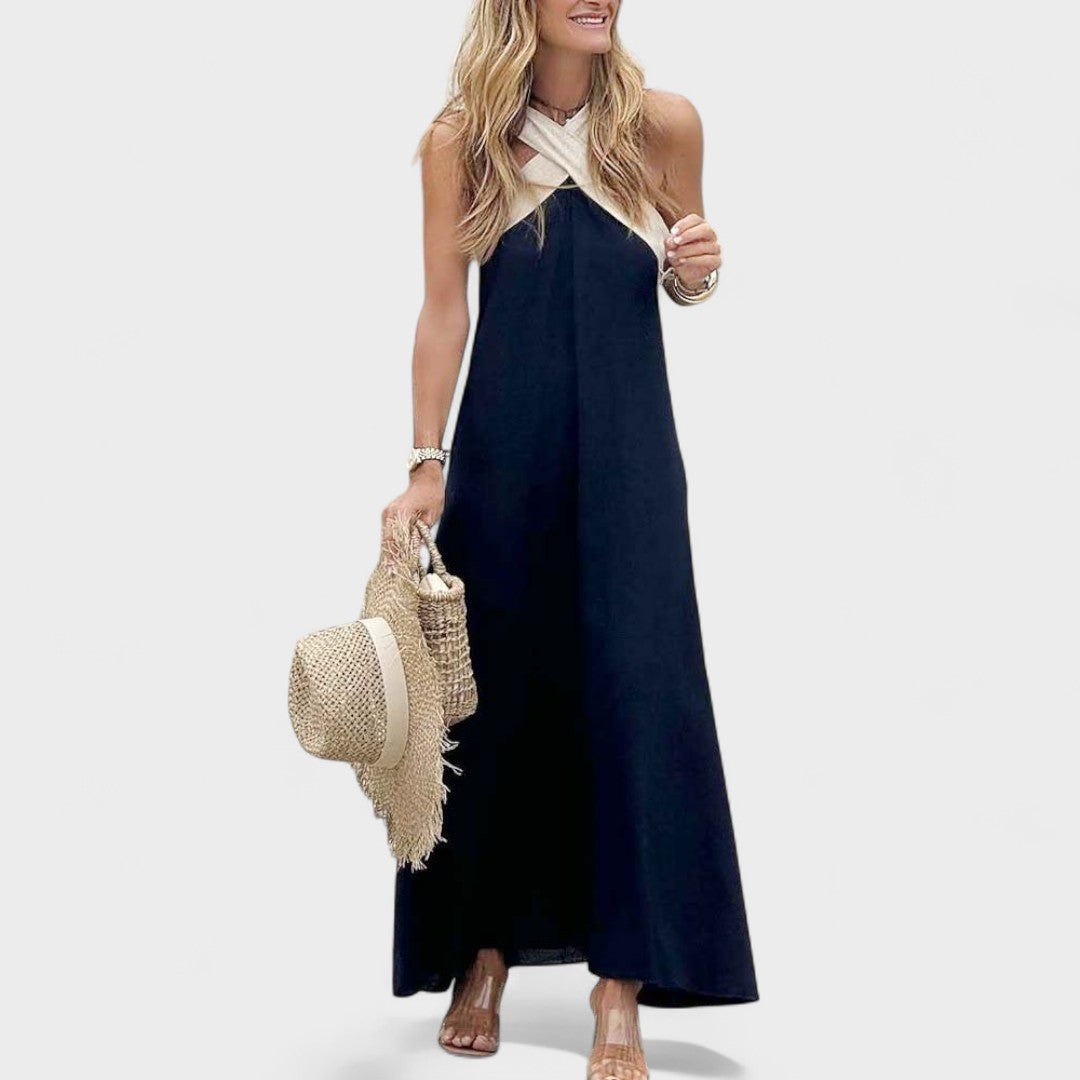 Women's Cross-Neck Evening Maxi Dress — side view