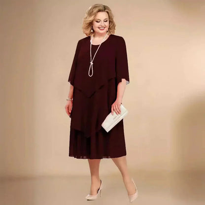Women's Chiffon Wedding Guest Midi Dress — side view
