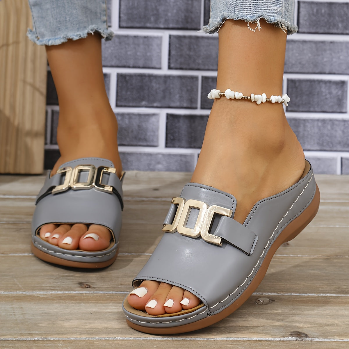 Flat Buckle Sandals with Cushioned Footbed for Women