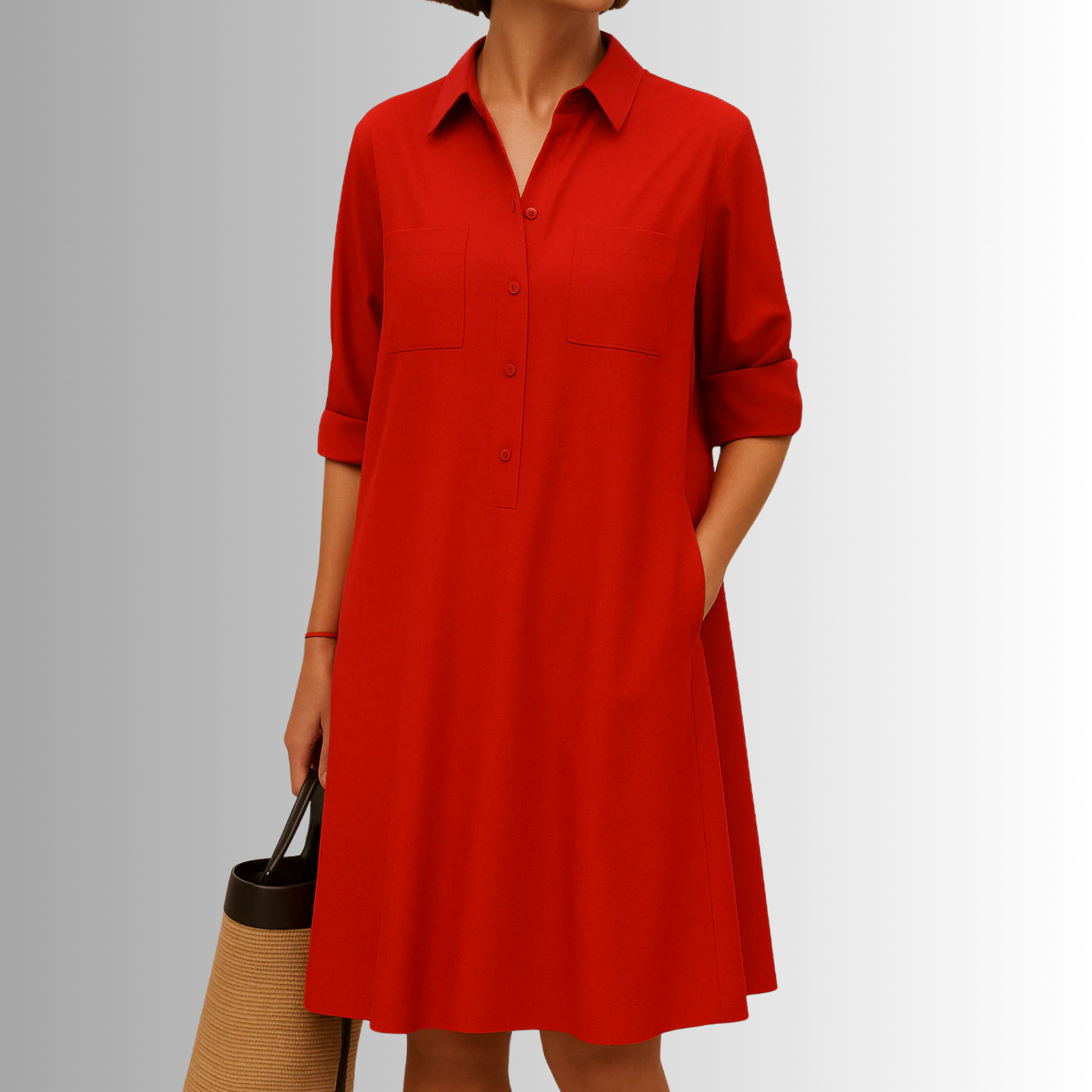 Women's A-Line Button Summer Dress — front view
