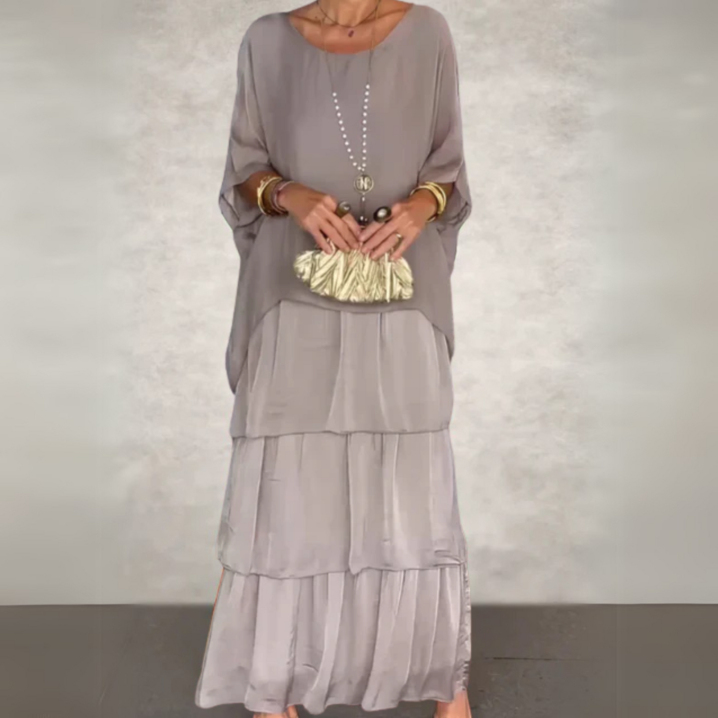 Women's Flowing Wedding Guest Maxi Dress — side view