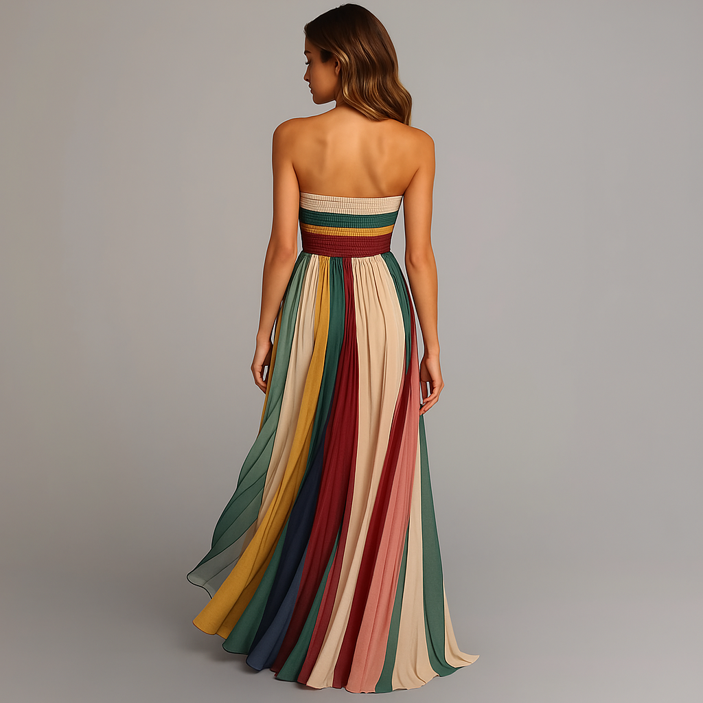 Women's Strapless Holiday Evening Maxi Dress — side view