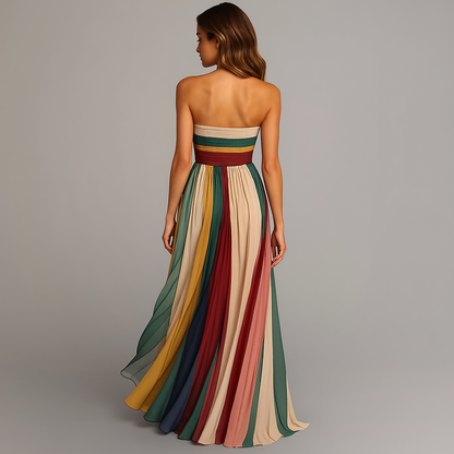 Women's Strapless Holiday Evening Maxi Dress — side view