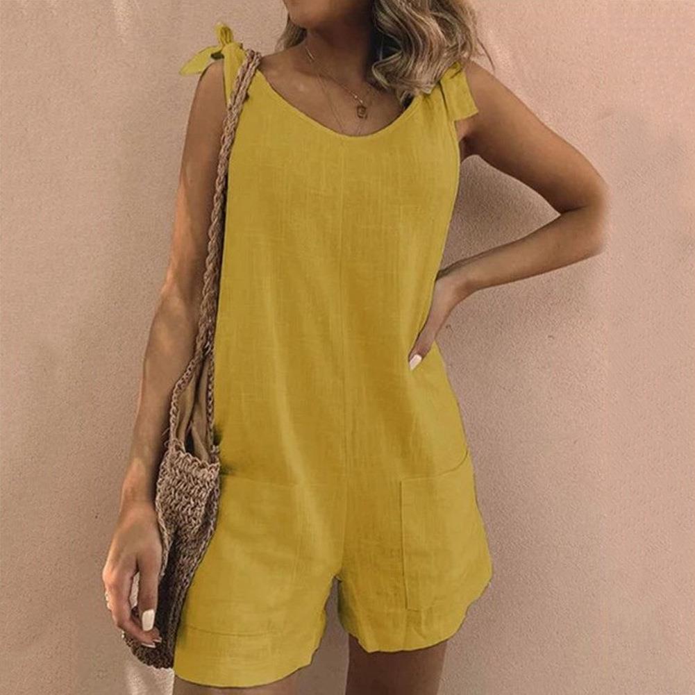 Women's Bow Strap Casual Summer Jumpsuit — detail view
