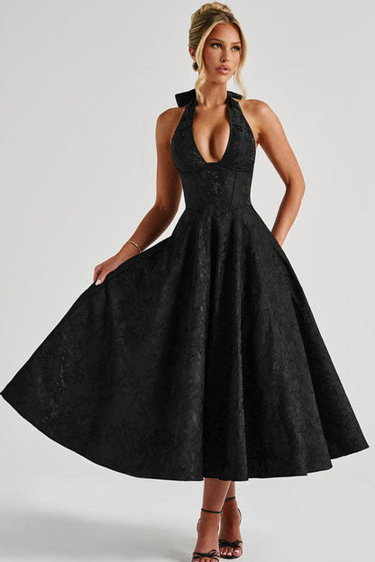 Women's Jacquard Formal Evening Maxi Dress — side view