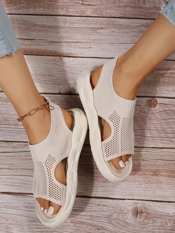 Knit Slip-On Platform Sandals for Women