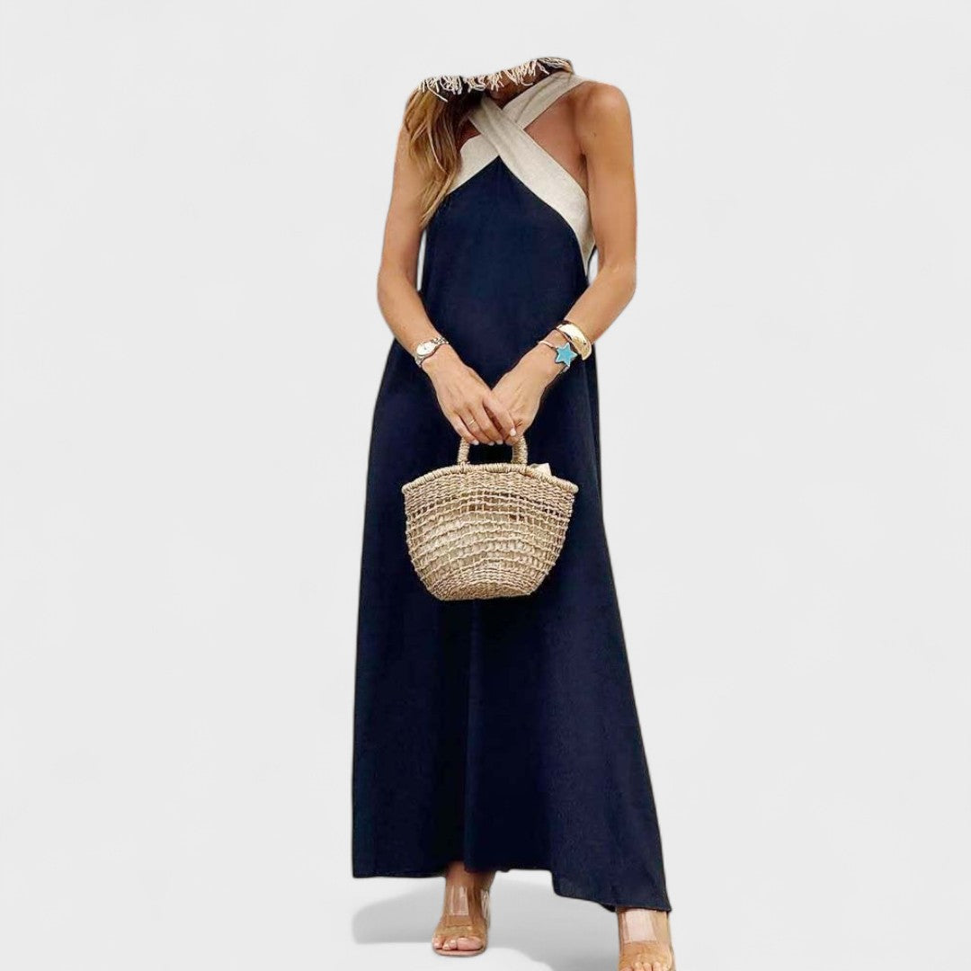 Women's Cross-Neck Evening Maxi Dress — side view