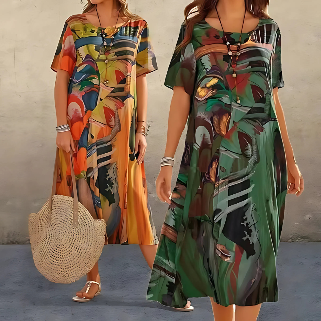 Women's Floral Casual Midi Dress — front view