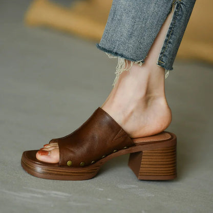 Women's Flat Slide Mule Sandals — close-up