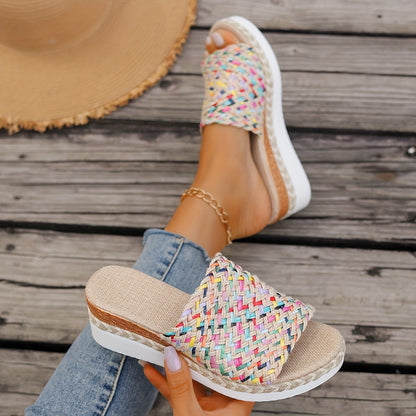 Women's Woven Wedge Sandals — close-up