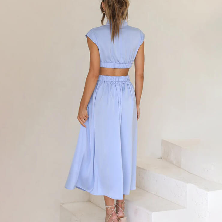 Women's Halter Neck Summer Midi Dress — close-up