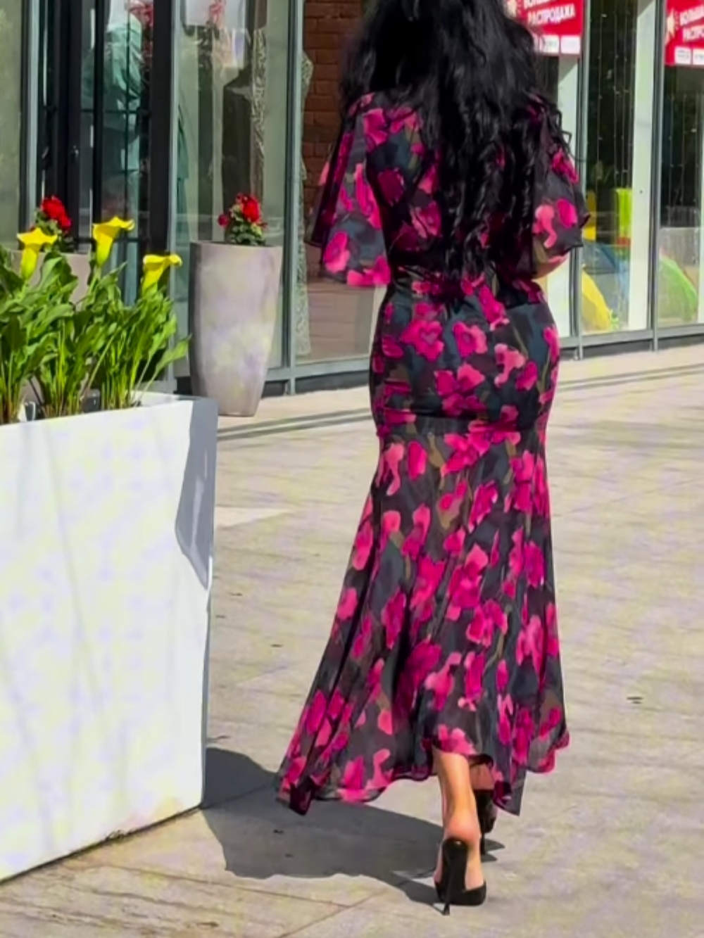 Women's Printed Retro Style Midi Dress — product view