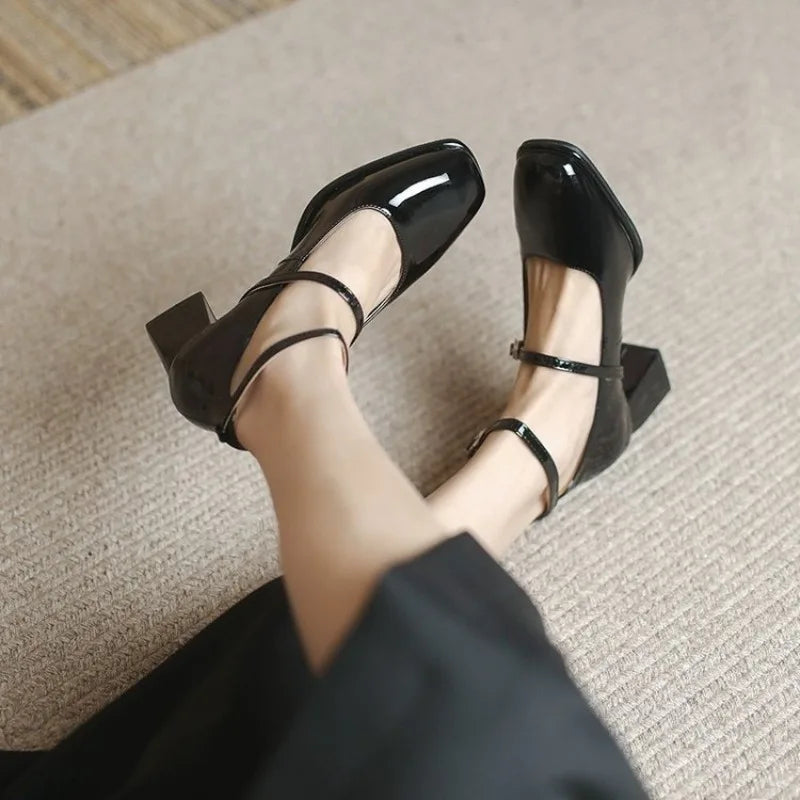 Women's Square-Toe Ankle Strap Mary Jane Pumps — product view