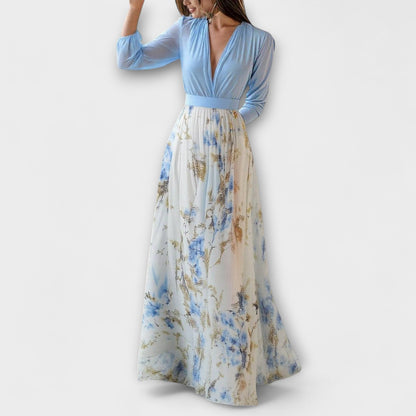 Women's Floral Print V-Neck Maxi Dress — detail view