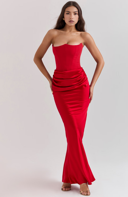 Women's Lace Strapless Evening Maxi Dress — product view