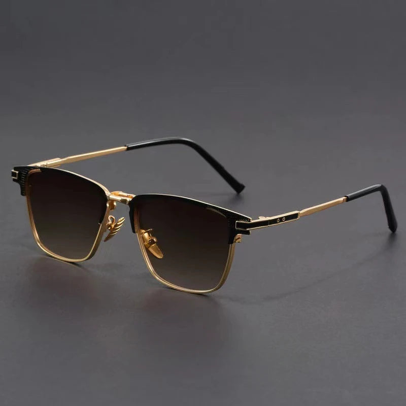 Semi-Rimless Metal Frame Sunglasses Unisex