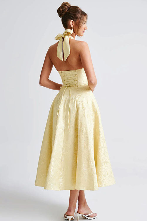 Women's Jacquard Formal Evening Maxi Dress — side view