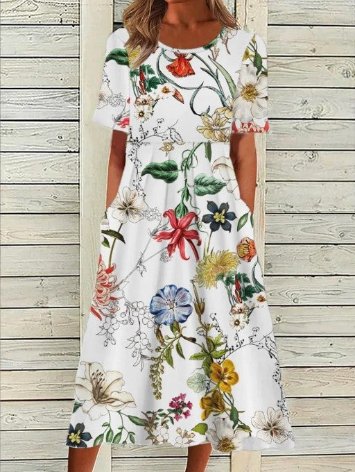 Women's Printed Casual Midi Dress — product view