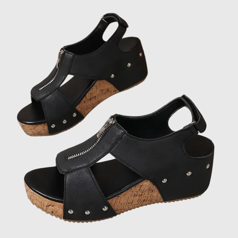 Women's Orthopedic Zipper Sandals — close-up