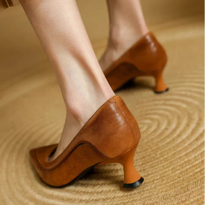 Women's Pointed Toe Kitten Heel Pumps — detail view