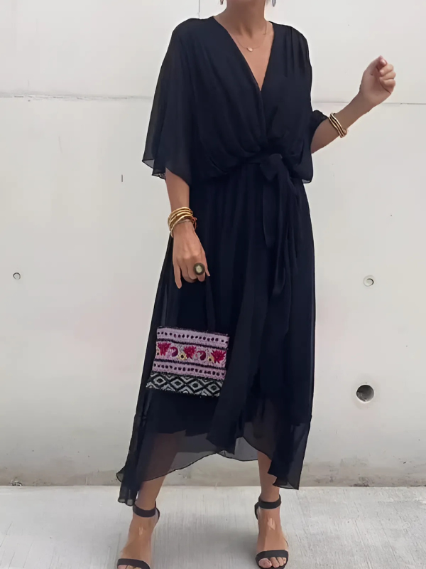 Women's Wrap Midi Dress Day to Night — close-up