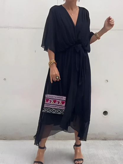 Women's Wrap Midi Dress Day to Night — close-up