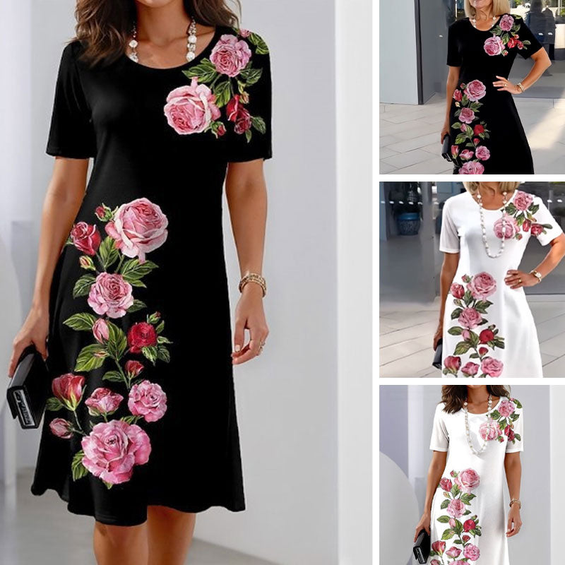 Women's Floral A-Line Casual Day Out Midi Dress — product view