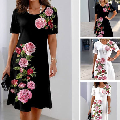 Women's Floral A-Line Casual Day Out Midi Dress — product view