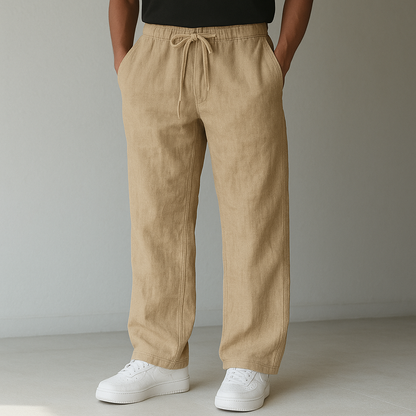 Men's Linen Drawstring Pants — detail view