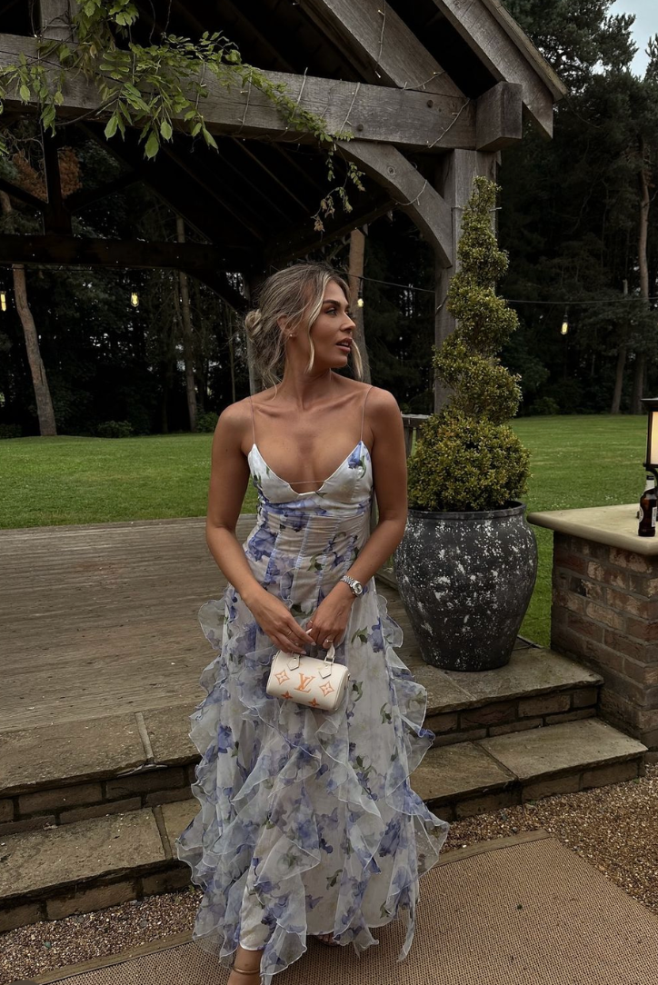 Floral Print Ruffle Maxi Dress for Women