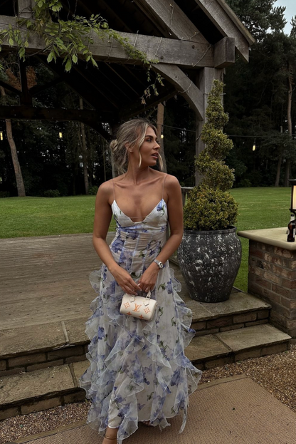 Floral Print Ruffle Maxi Dress for Women