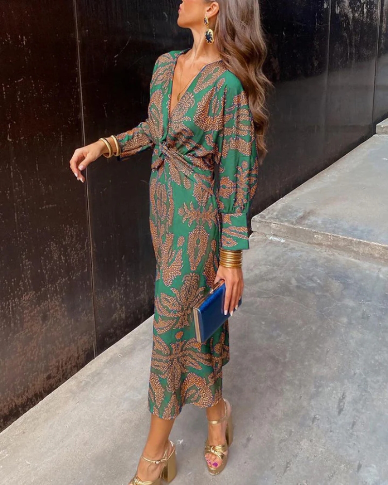 Women's Long Sleeve Formal Evening Maxi Dress — front view