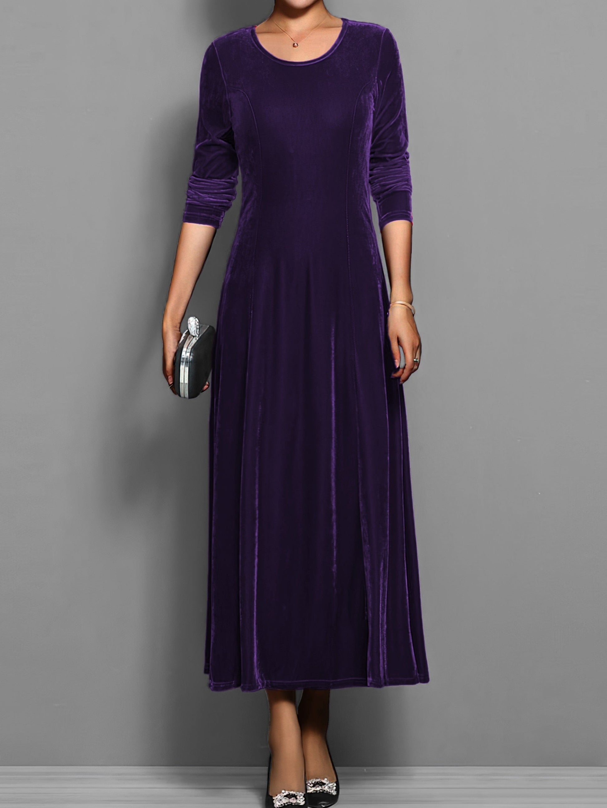 Women's Velvet Evening Midi Dress — product view