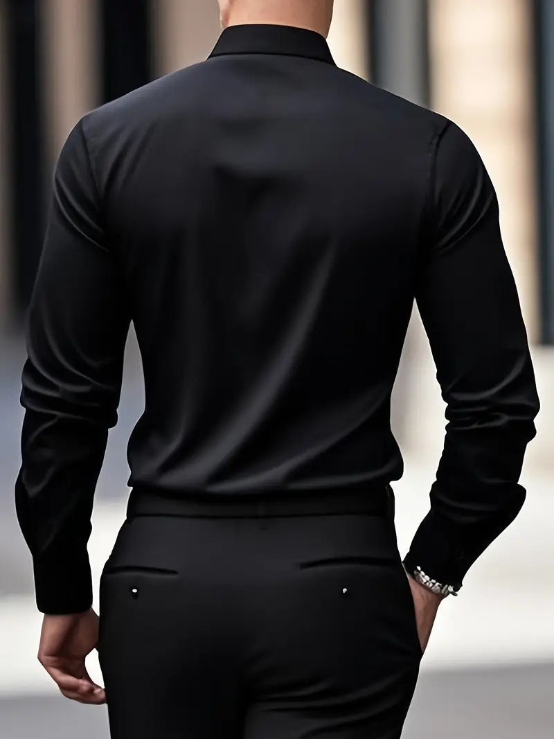 Slim-Fit Dress Shirt for Men with Long Sleeves
