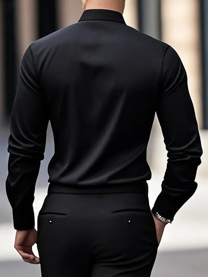 Slim-Fit Dress Shirt for Men with Long Sleeves