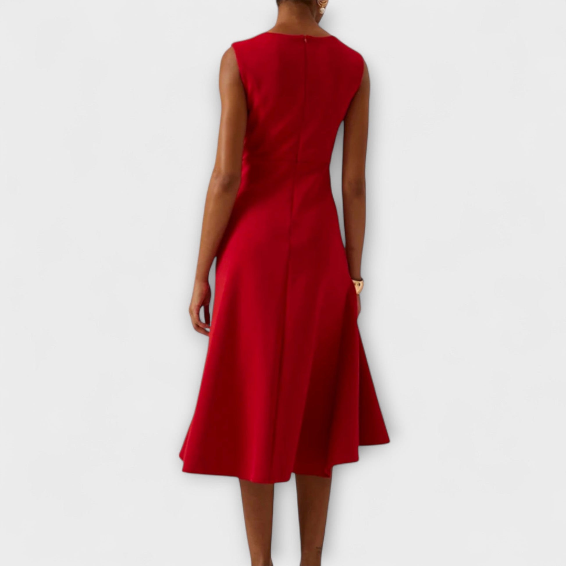 Asymmetric Sleeveless Ruffle Midi Dress for Women — detail view