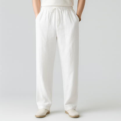 Tavian Linen Drawstring Pants — close-up
