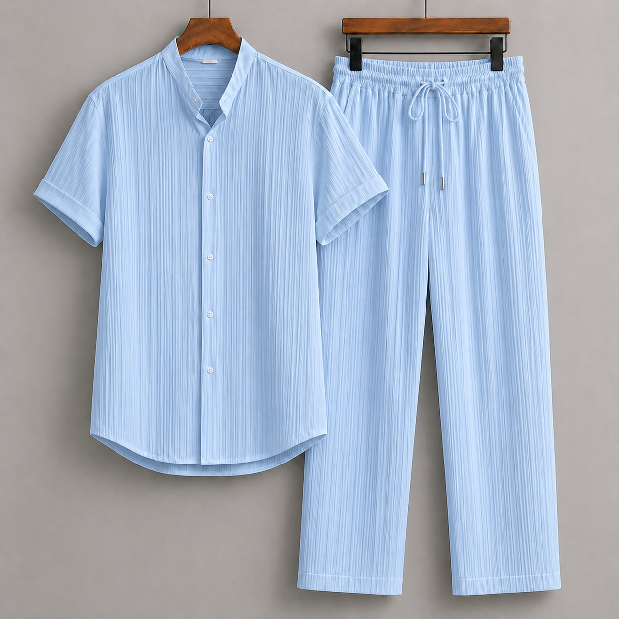 Men's Linen Shirt & Drawstring Pants Set — product view