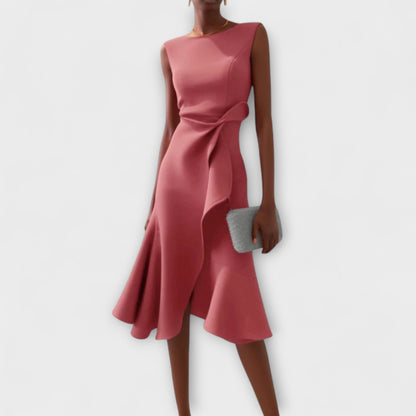 Asymmetric Sleeveless Ruffle Midi Dress for Women — detail view