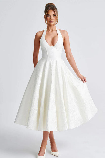 Women's Jacquard Formal Evening Maxi Dress — close-up