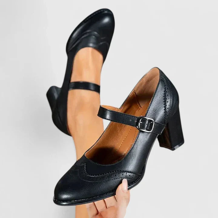Women's Mary Jane Block Heel Shoes — side view