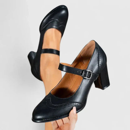 Women's Mary Jane Block Heel Shoes — side view