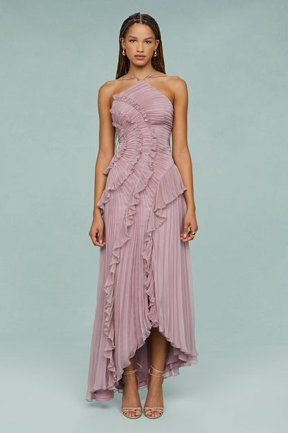 Women's Halter Wedding Guest Midi Dress — detail view