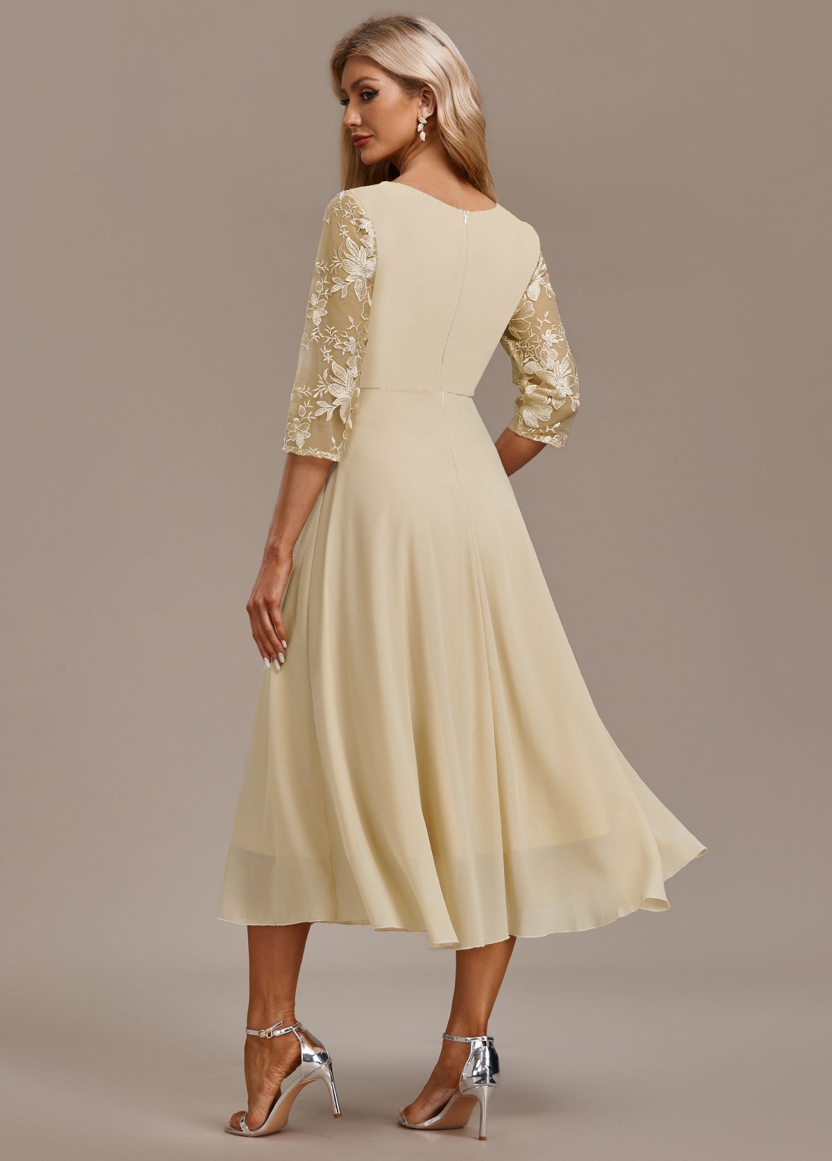 Women's Floral Embroidered Celebration Midi Dress — side view