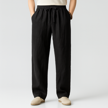 Tavian Linen Drawstring Pants — side view