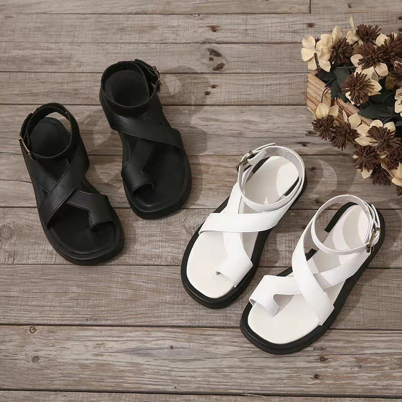 Women's Platform Flat Buckle Sandals — detail view