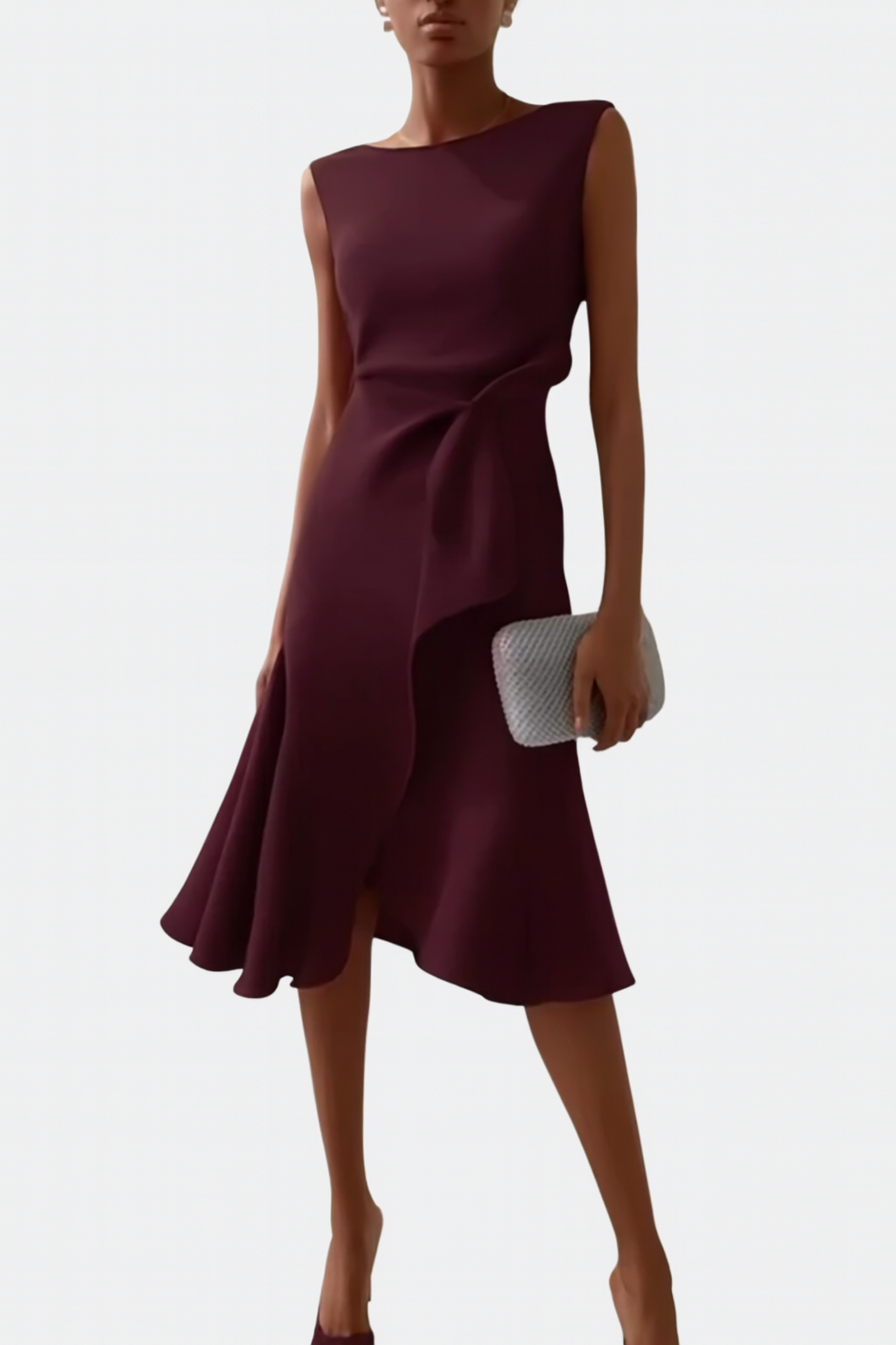Asymmetric Sleeveless Ruffle Midi Dress for Women — product view
